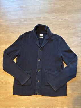 Rag & Bone Men’s Large Cardigan Shawl Collar Button Front Navy Blue Cotton Soft